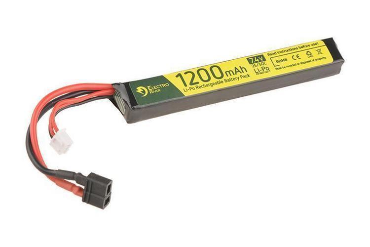 River LiPo battery 7.4V 1200mAh 25/50C, T-connector (DEANS)
