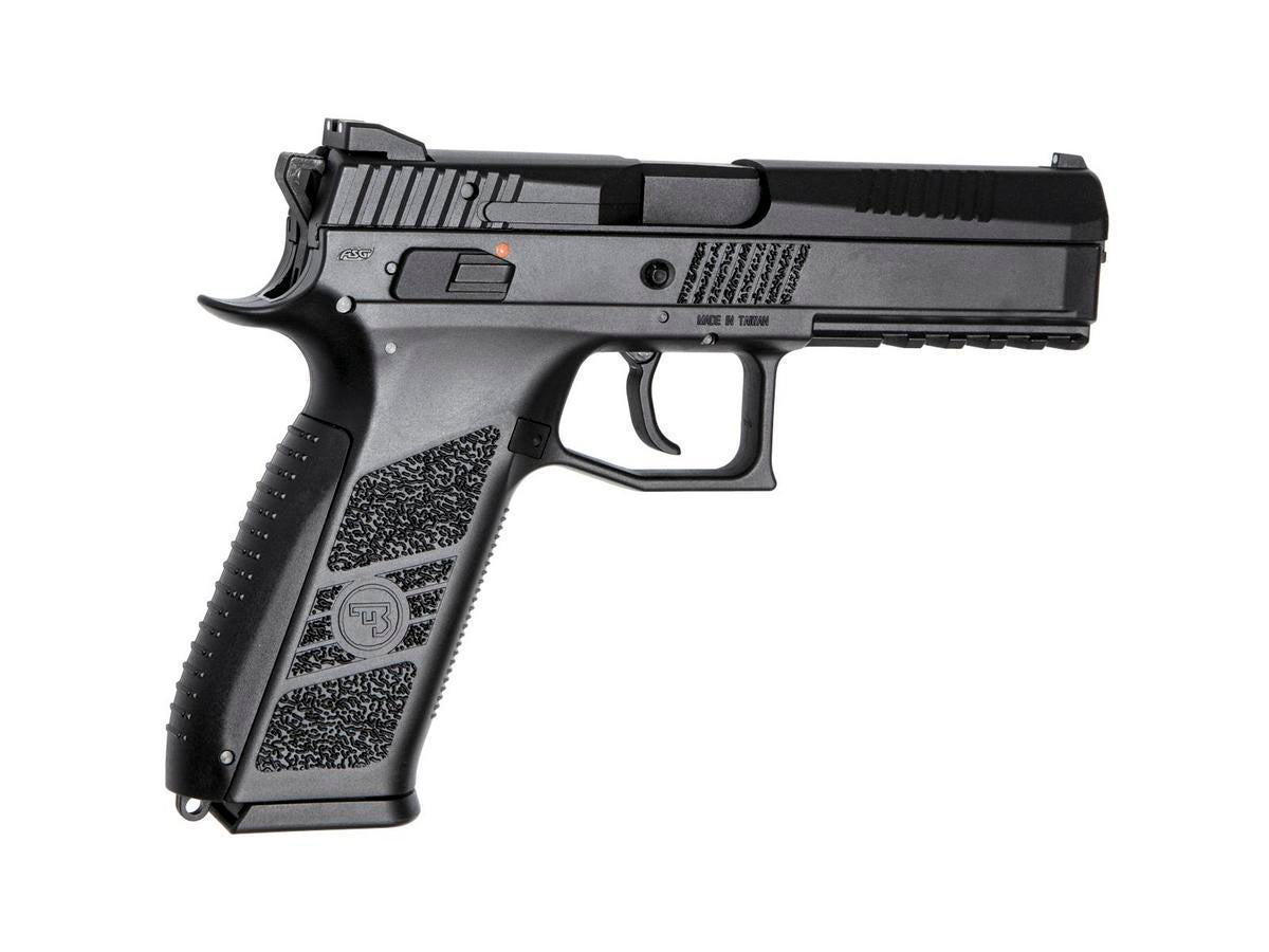 CZ P-09 GBB kaasupistooli + salkku (metalliluisti) – musta