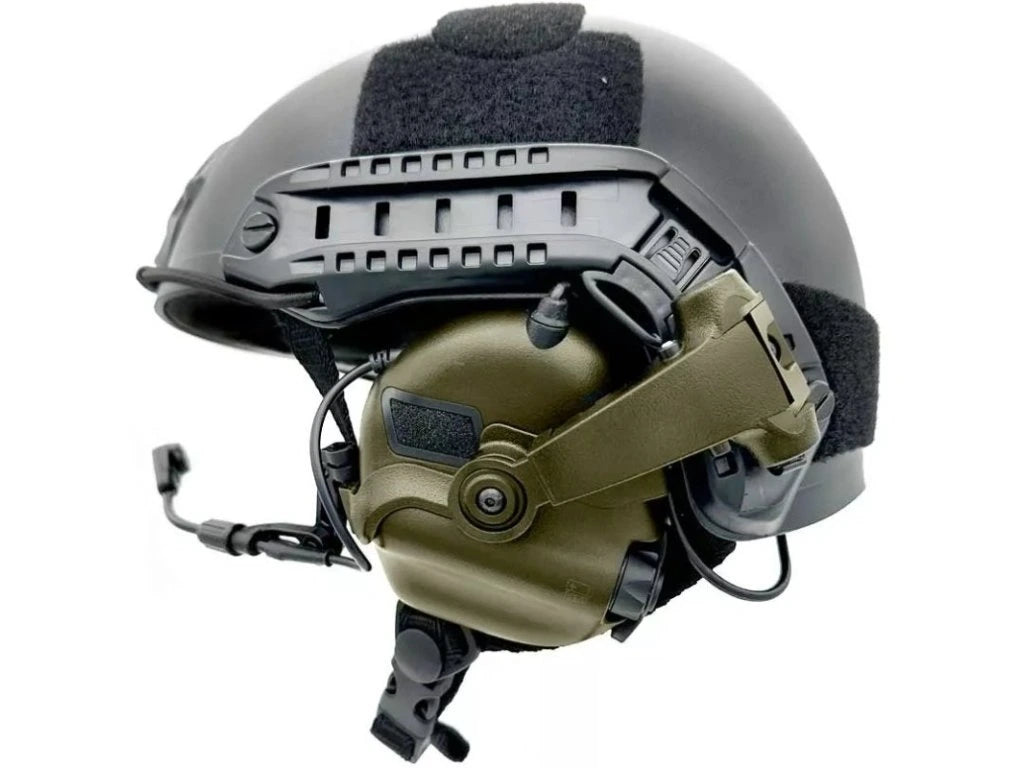 M32X Plus active hearing protectors with speech microphone, ARC helmet mount - Foliage Green