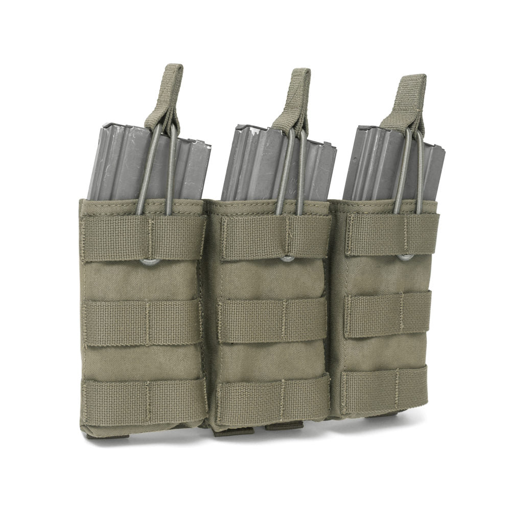 AR 5.56mm open top magazine pouch for three magazines - ranger green
