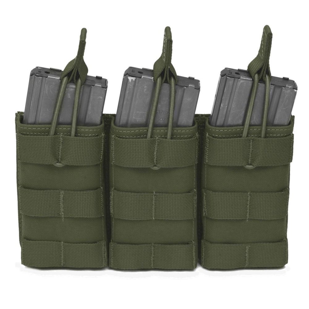 AR 5.56mm open top magazine pouch for three magazines - OD