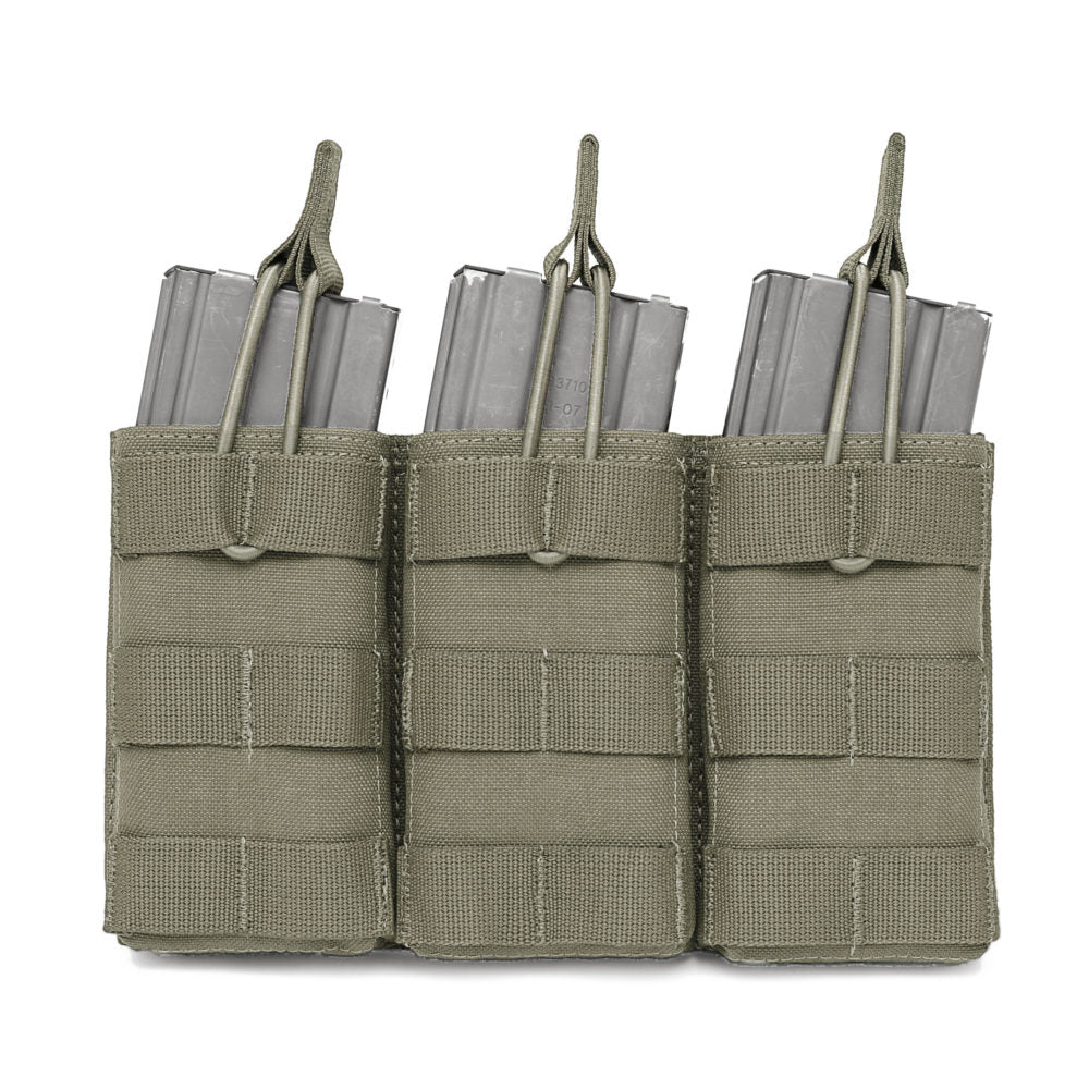 AR 5.56mm open top magazine pouch for three magazines - ranger green