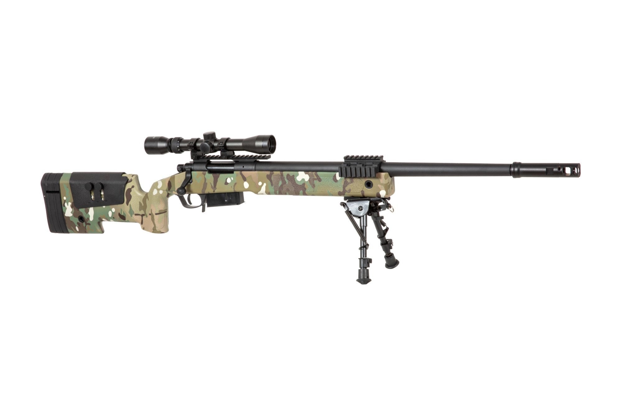 Specna Arms SA-S03 CORE™ High Velocity tarkkuuskivääri kiikarilla ja etujaloilla - MultiCam