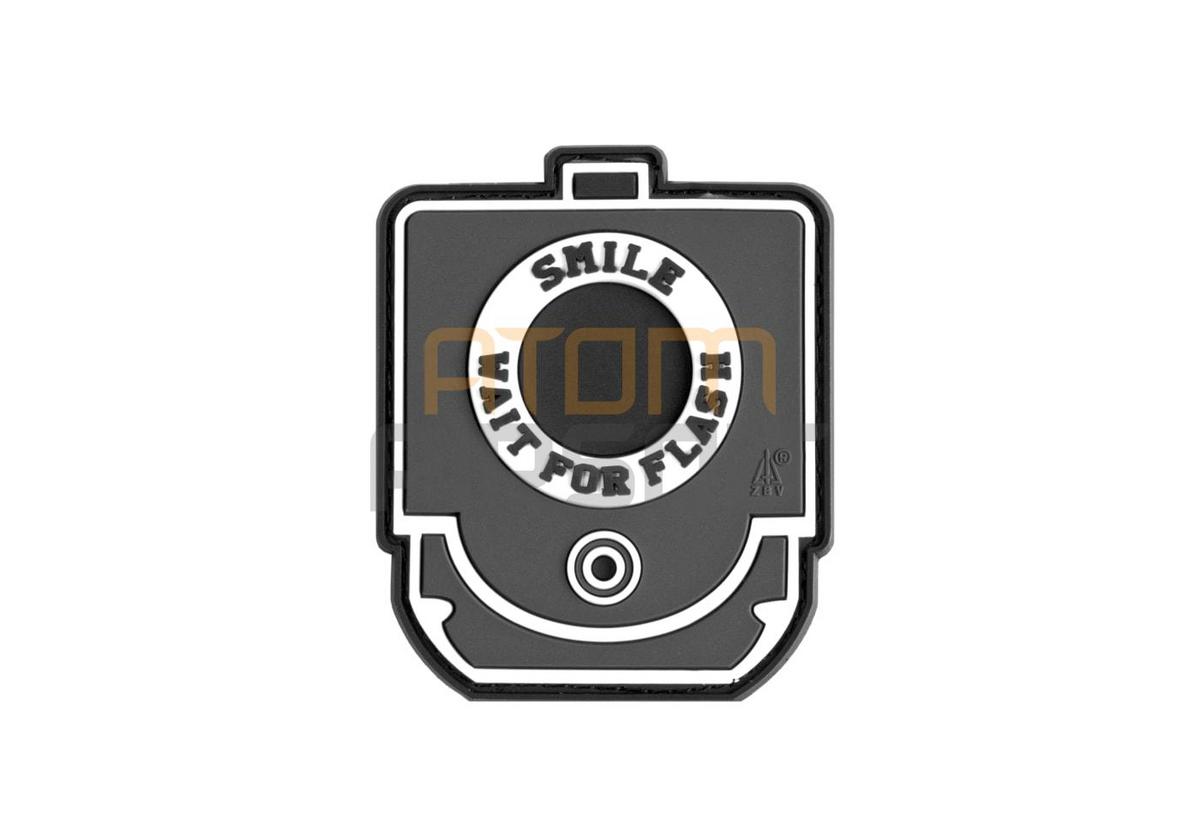 "Smile and Wait Rubber" PVC Velcro Badge - Foliage Green