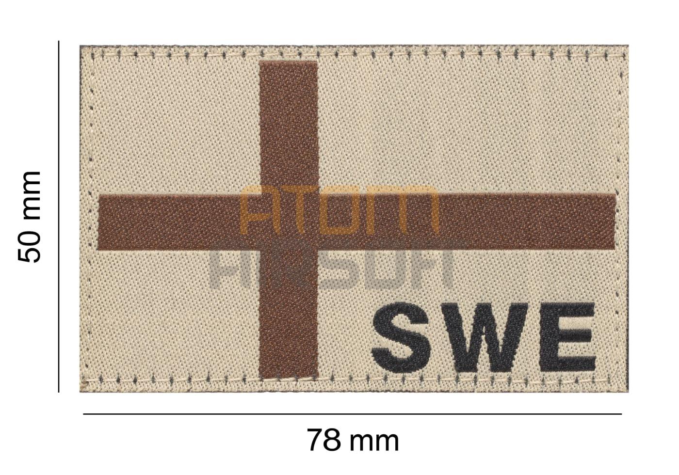 Swedish flag with "SWE" stamp - sand
