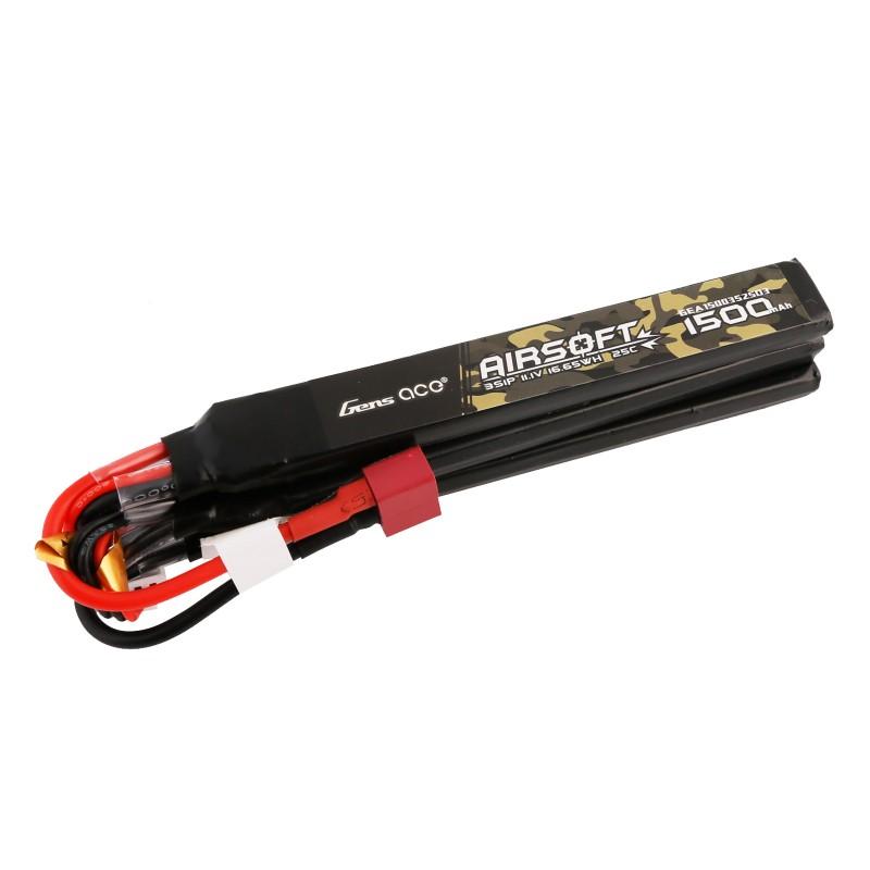Ace LiPo battery 11.1V 1500mAh 3S/25C nun-chuck, T-plug/Deans