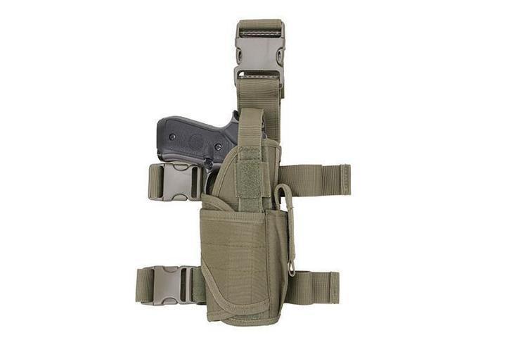 Universal Pistol Thigh Holster with Magazine Pocket - OD