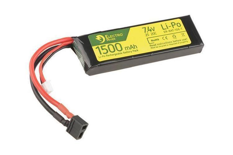 River LiPo battery 7.4V 1500mAh 20/40C T-connector (DEANS)