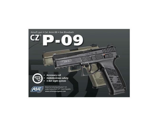 CZ P-09 GBB kaasupistooli (komposiittiluisti) - musta