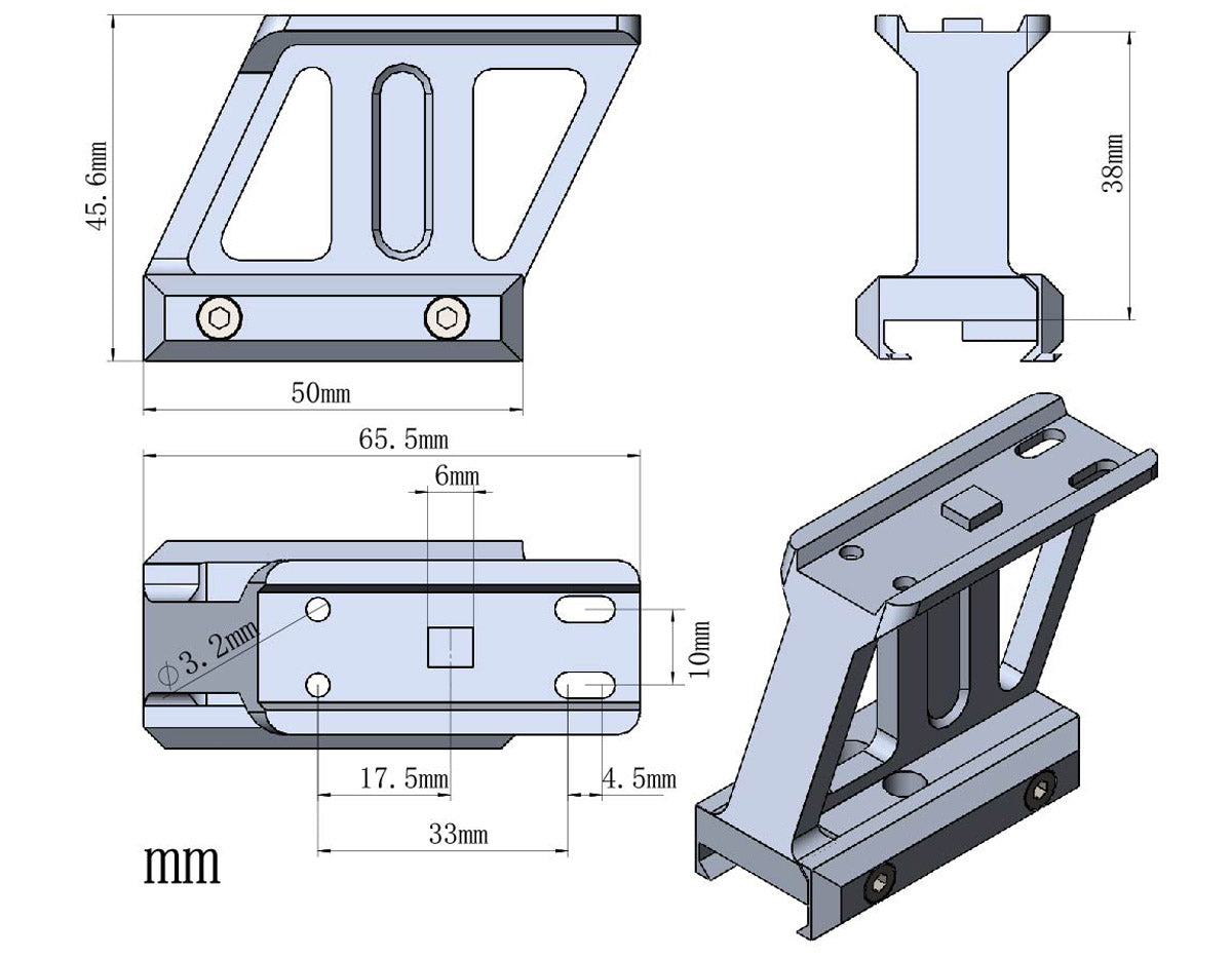 Cantilever raised sight base, 38mm