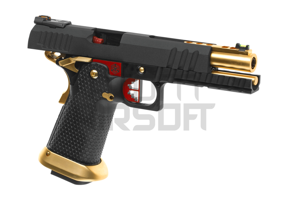 HX2002 GBB pistol, full metal - black/gold/red