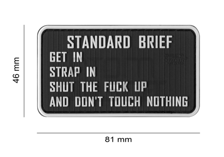"Standard Briefing" PVC velcro badge