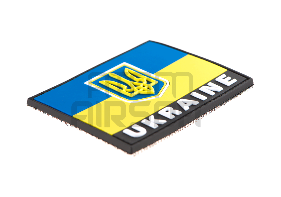 Ukrainian flag with "Ukraine" text
