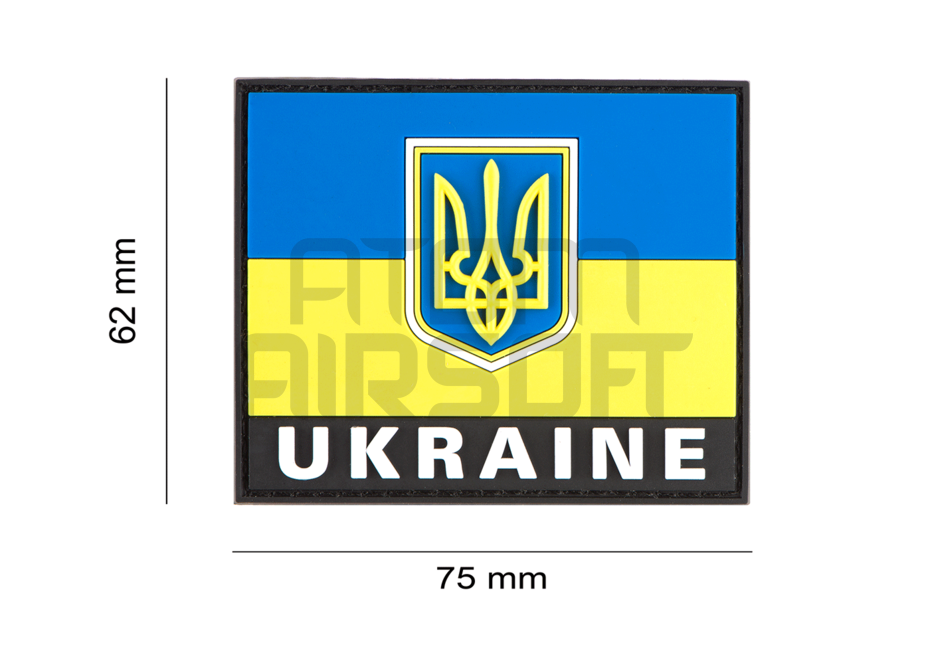 Ukrainan lippu "Ukraine" tekstillä
