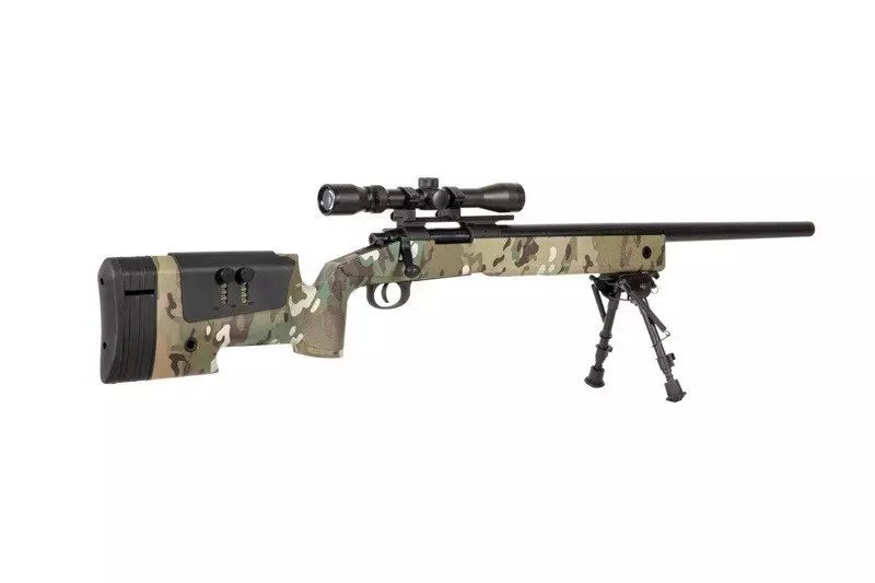 Specna Arms SA-S02 CORE™ High Velocity tarkkuuskivääri kiikarilla ja etujaloilla - MultiCam