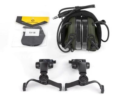 M32X Plus active hearing protectors with speech microphone, ARC helmet mount - Foliage Green