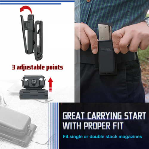 Universal pistol magazine holster, belt mount