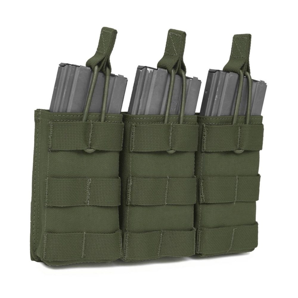 AR 5.56mm open top magazine pouch for three magazines - OD