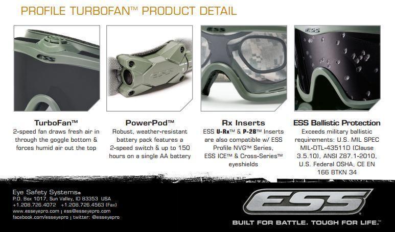 ESS Profile TurboFan ballistiset suojalasit - musta