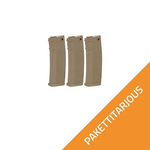 3x Specna Arms S-Mag M4 125 round mid-cap magazine - Tan